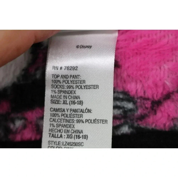 Disney Pink Plush Minnie Mouse Fleece Pajama Set-Size XL - Picture 5 of 12